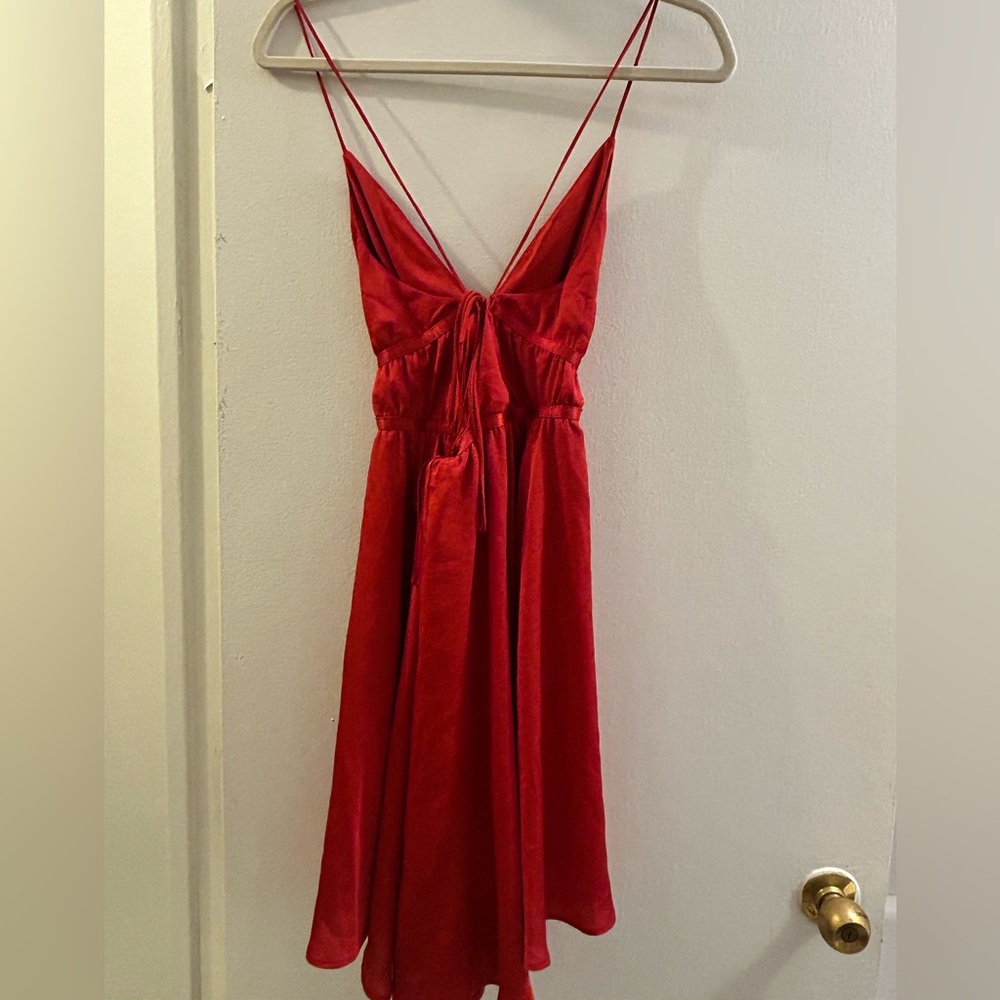 Elegant Red Spaghetti Strap Mini Dress